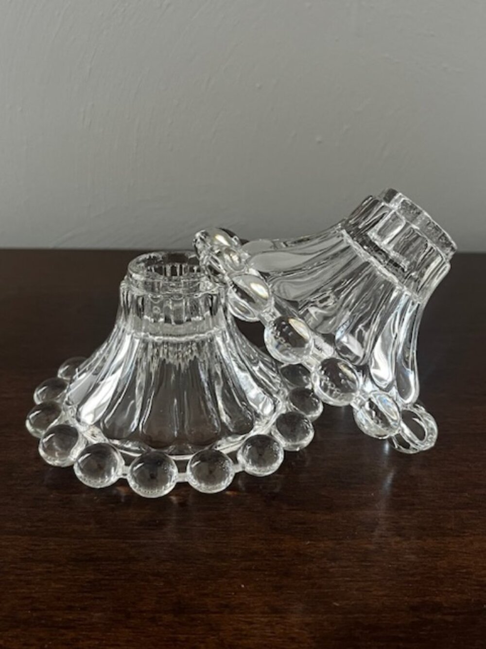 Clear Glass Taper Candle Holders - Set of 2